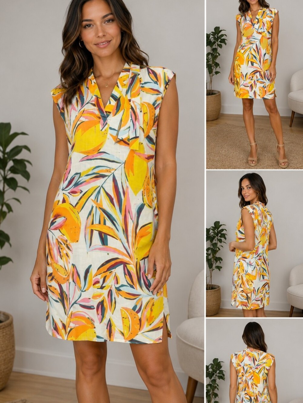 size Medium C&C California Colorful Linen Dress